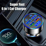 UYUXIO 130W GaN USB C Car Charger | 6 in 1 Fast Charging Adapter with Voltage Display alternate view