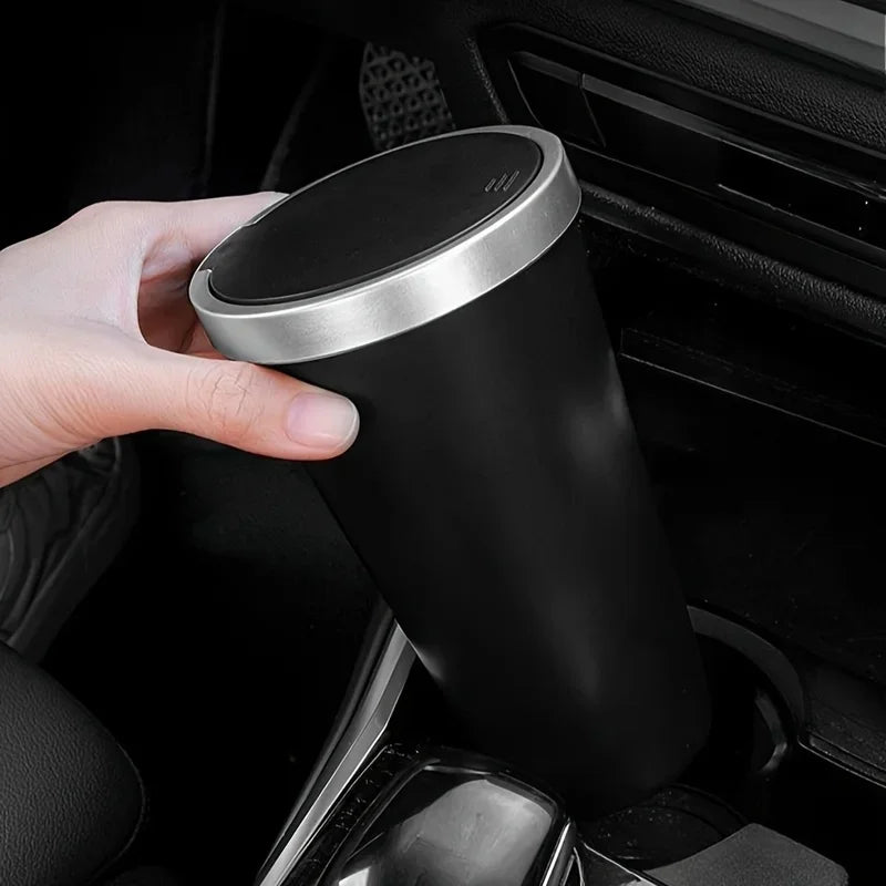 Mini Car Trash Can with Lid, Leakproof ABS Bin for Cup Holder alternate view