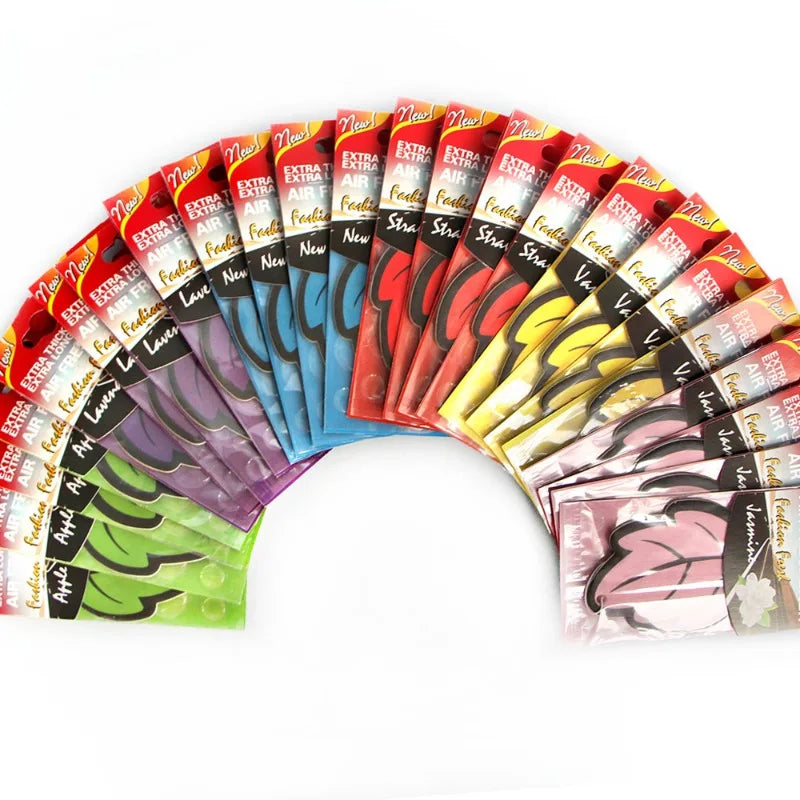 Car Air Freshener Natural Scented Tea Paper Auto Hanging Leaf Shape One-piece Car Decoration Perfume Tablets Freshener 48PCS