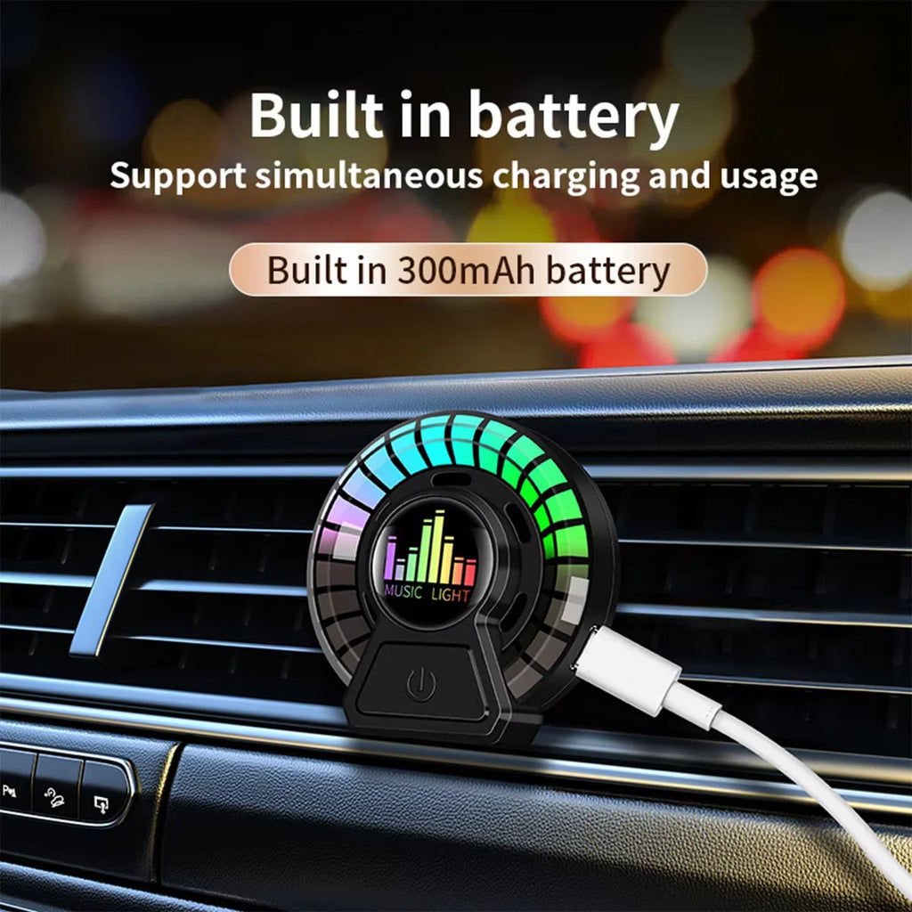 Car Air Freshener with RGB Music Rhythm Lamp | 2pcs Car Vent Aromatherapy Light close-up view