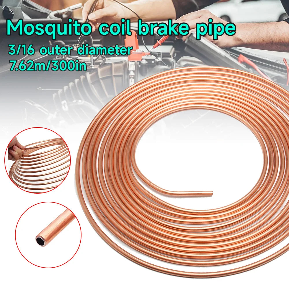 25ft Car Roll Tube Coil of 3/16" OD Copper Nickel Brake Pipe Hose Line | Anti-Rust Tu alternate view