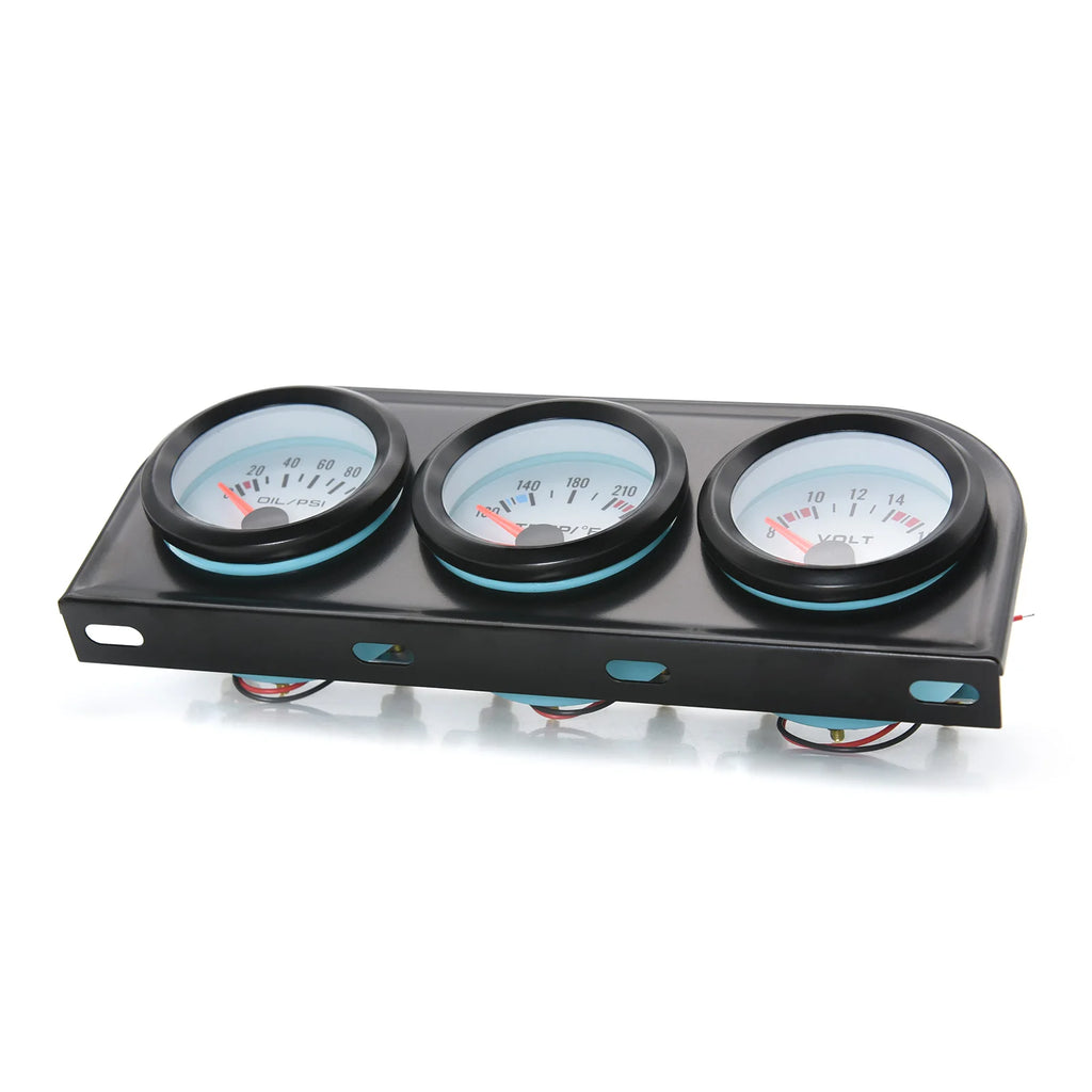 2" 52MM Triple Gauge 3 In 1 Water Temp Oil Pressure Oil Temperature Gauge | Racing Ca lifestyle view