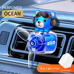 Car Air Freshener Cartoon Bear Style Air Outlet Rotatable Fan Vent Clips Perfume Diffusion Fragrance Long-lasting Interior Decor