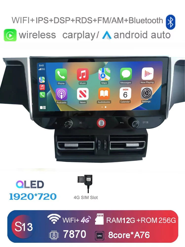 Car Radio for Porsche Macan 2010-2016 | Wireless CarPlay Android Auto 12.3" IPS 4G LTE G detail view