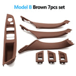 7pcs Set LHD Interior Armrest Door Pull Handle Panel Inside Trim Cover For BMW 5 Series detail view