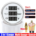 3 In 1 Digital 52mm Gauge with Alarm | Water Temperature, Oil Pressure, and Voltage Moni detail view