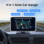4 in 1 LCD Car Digital Gauge with Alarm | Water Temperature Oil Pressure Voltmeter Fu alternate view