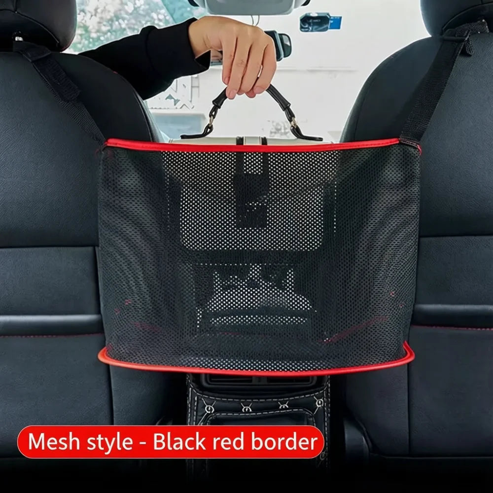 Car Seat Middle Storage Bag, Car Net Pocket Storage Organizer, Car Interior Supplies lifestyle view
