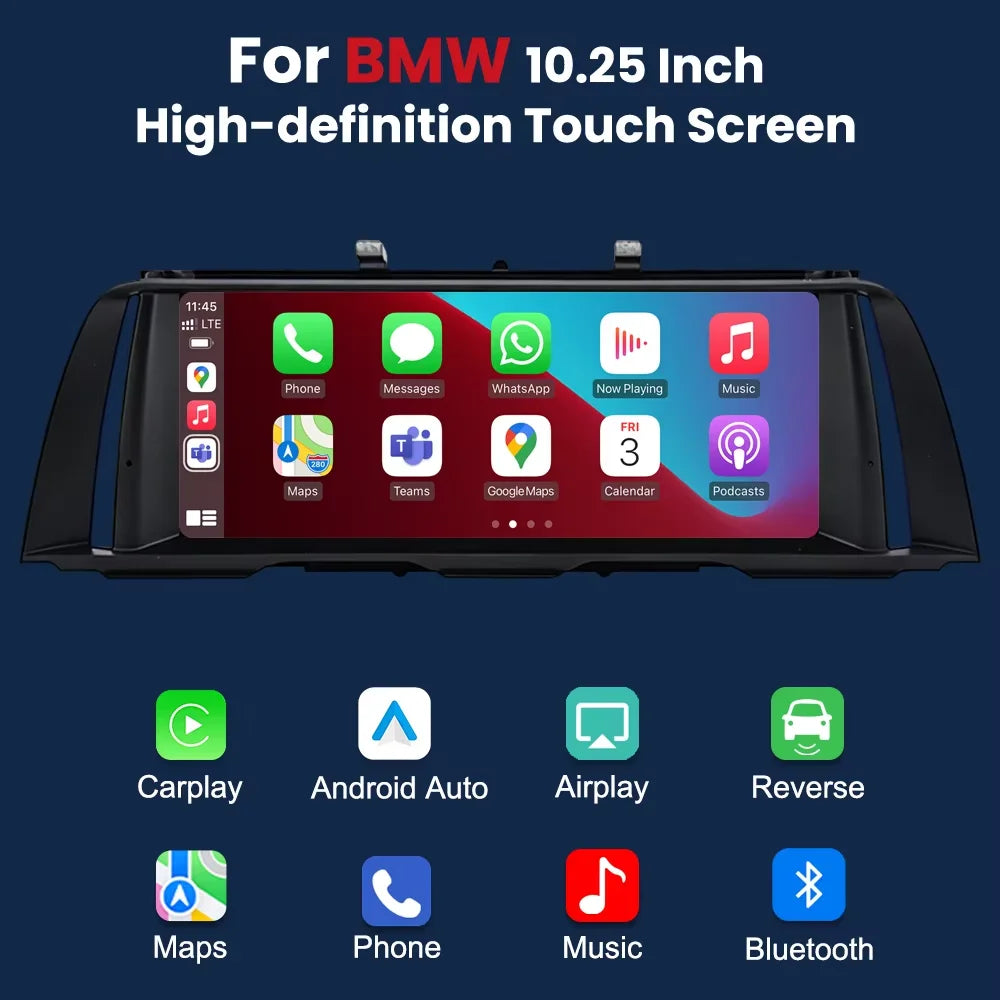 Linux Wireless Carplay Android Auto Car Radio Multimedia For BMW 5 Series F10 F11 201 alternate view