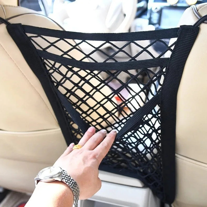 Car Storage Net Bag Between Seats Car Divider Child Safety Net Pet Barrier Elastic Expandable Mesh B
