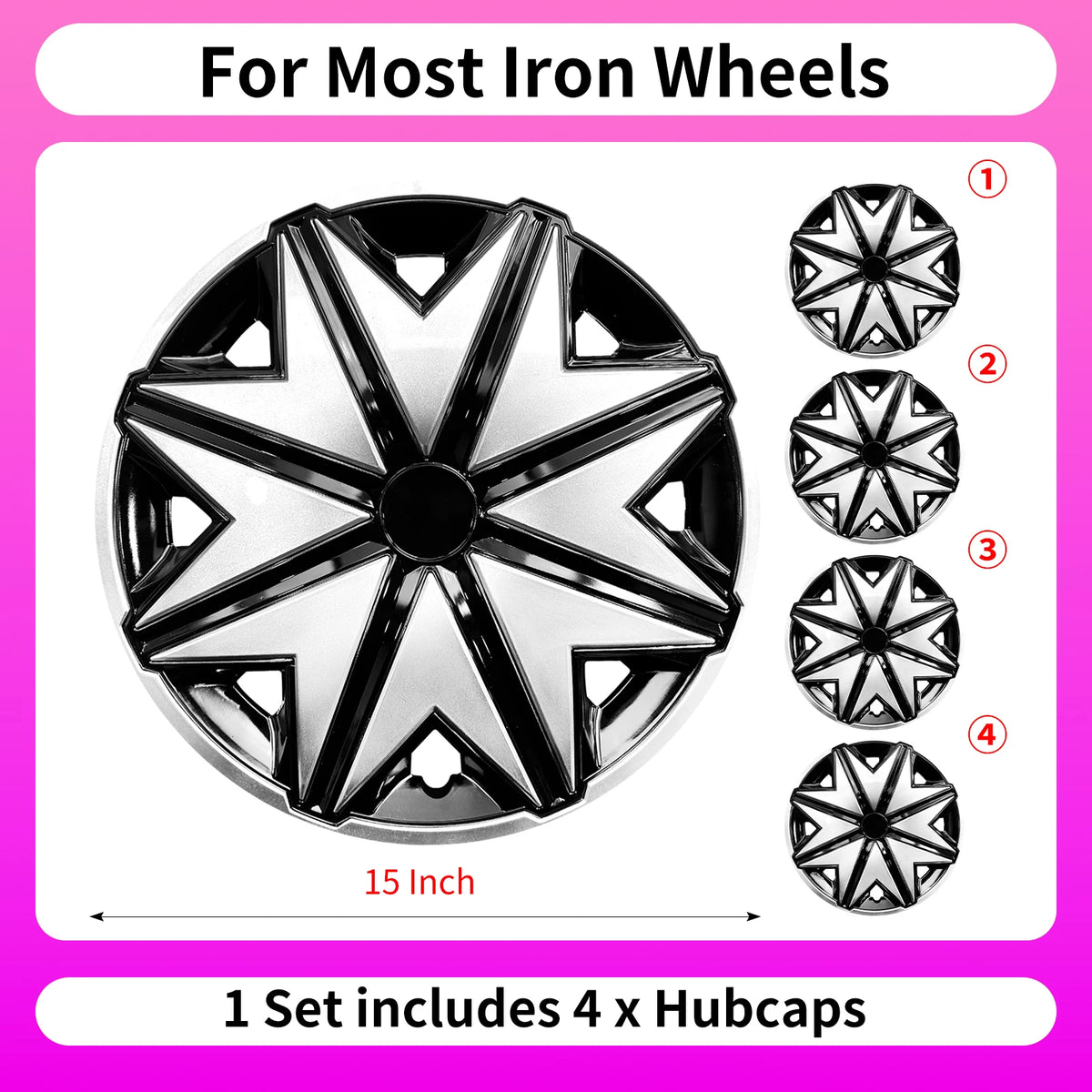 4PC 15 Inch Iron Steel Wheels Hubcaps Cover for Automobile Full Rim Cover Caps Rim Hubcap for R15 Tire Universa Car Accessories