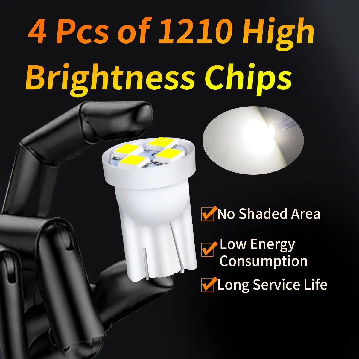 10 Pcs T10 4SMD 1210 LED Car Light Blue Reading Light Set detail view