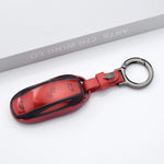 TPU Leather Shell Fob for Tesla Model 3 Y Model S Protector Car Remote Key Cover Case close-up view