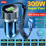 EDEBA Metal USB Car Charger with Type C Cable | 12V Super Fast Vehicle Adapter 2 in 1