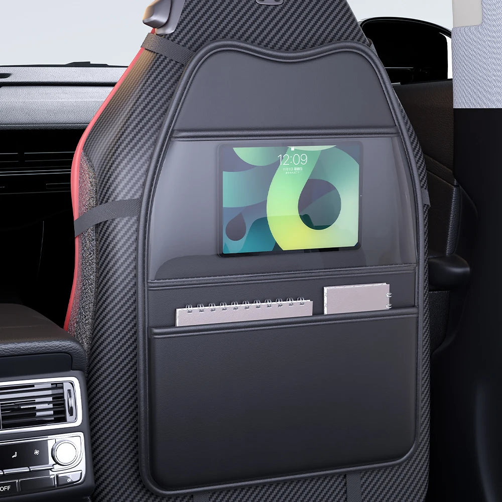 Backseat Car Organizer for Kids- Dual Pockets or Clear Tablet Window, Waterproof & Scratch-Resistant