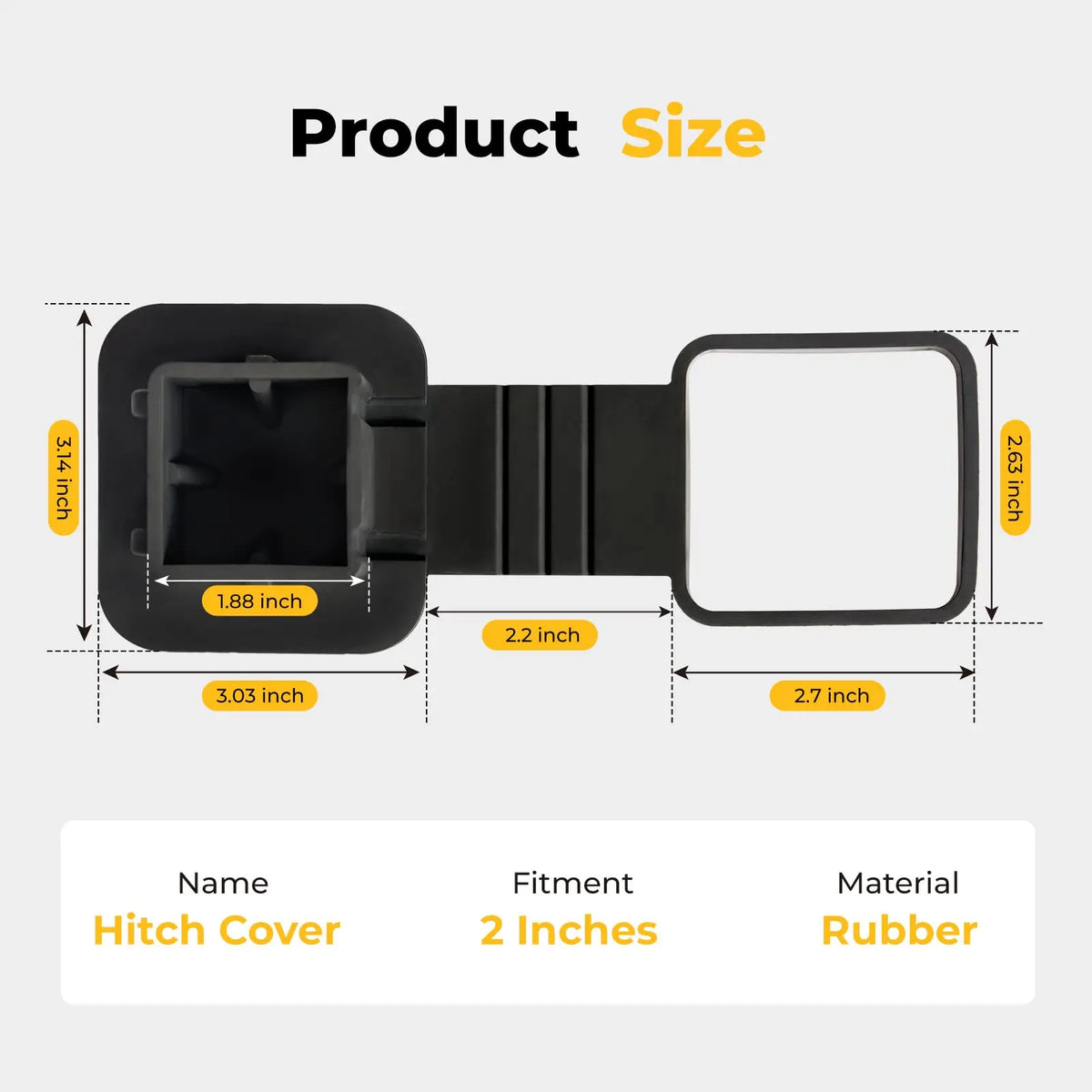 Trailer Hitch Cover 2-Inch Waterproof Towing Hitch Covers Uni-versal Plug Tube Cap Pro close-up view