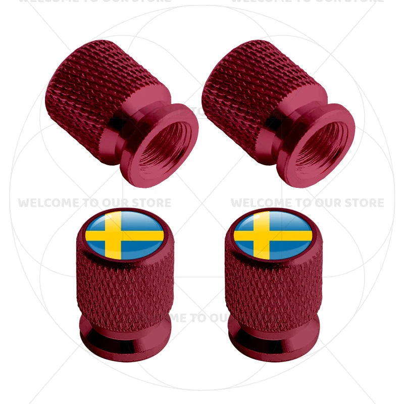 For Sweden Swedish Flag Union Jack Britain Flag Emblem 4Pcs Aluminum Motorcycle Car T alternate view