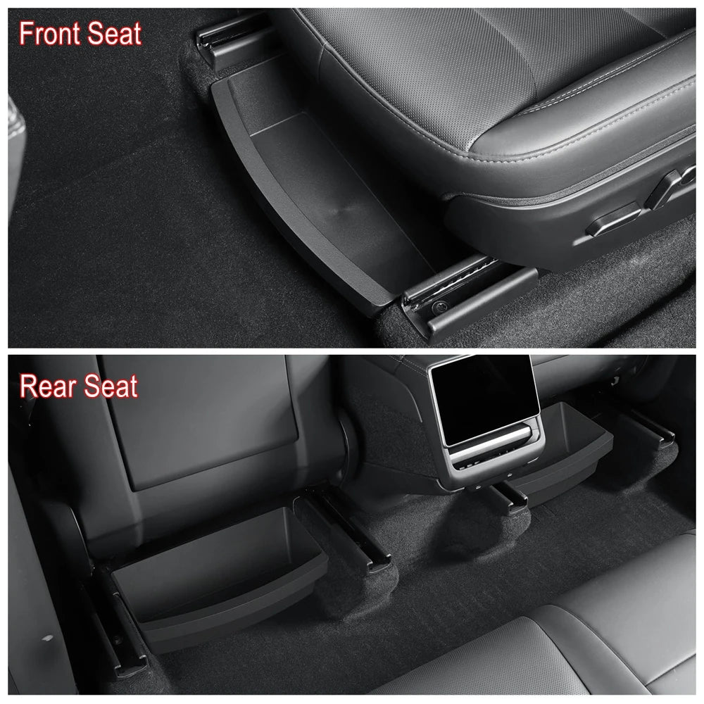 Under Seat Storage Box Organizer for Tesla Model Y Juniper 2025 2026 | Underseat Stora close-up view