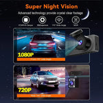 WIFI 3 Lens Dash Cam | 1080P Car DVR Front Rear Interior Recorder with Night Vision close-up view