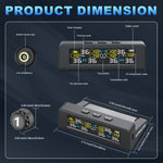 TPMS Tire Pressure Monitoring System Car Safety Alarm System Wireless Solar&USB Powered 4 Sensors with Color Digital Display