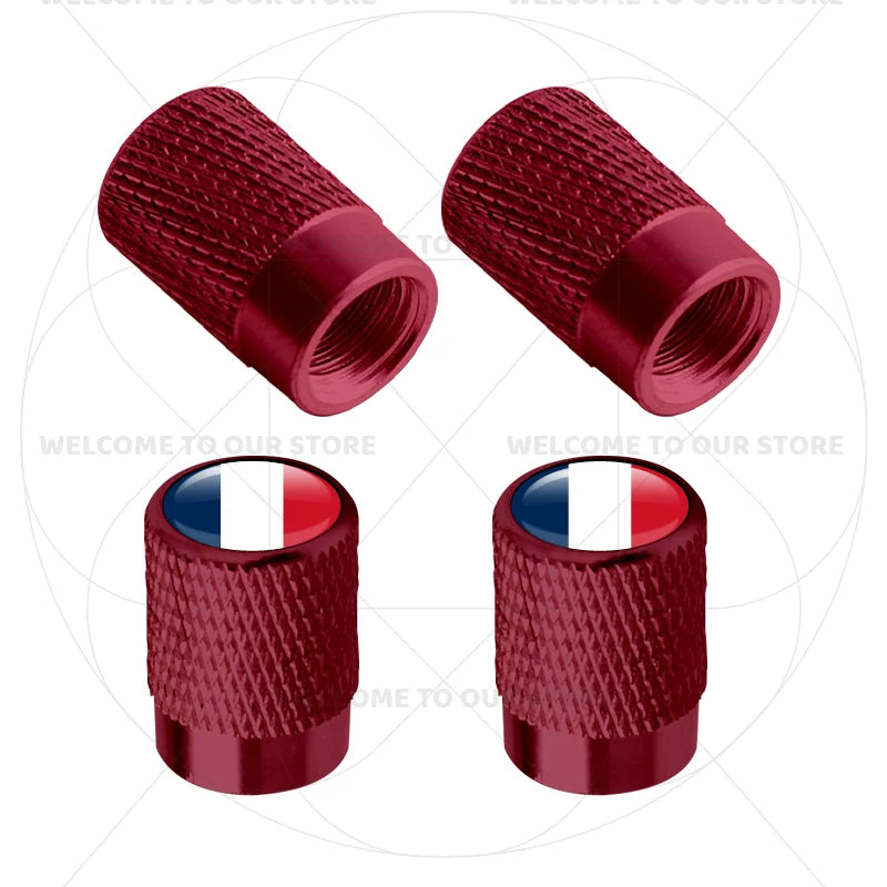 4Pcs Aluminum Motorcycle Car Tire Valve Caps with Germany France Italy Flag Emblems | alternate view