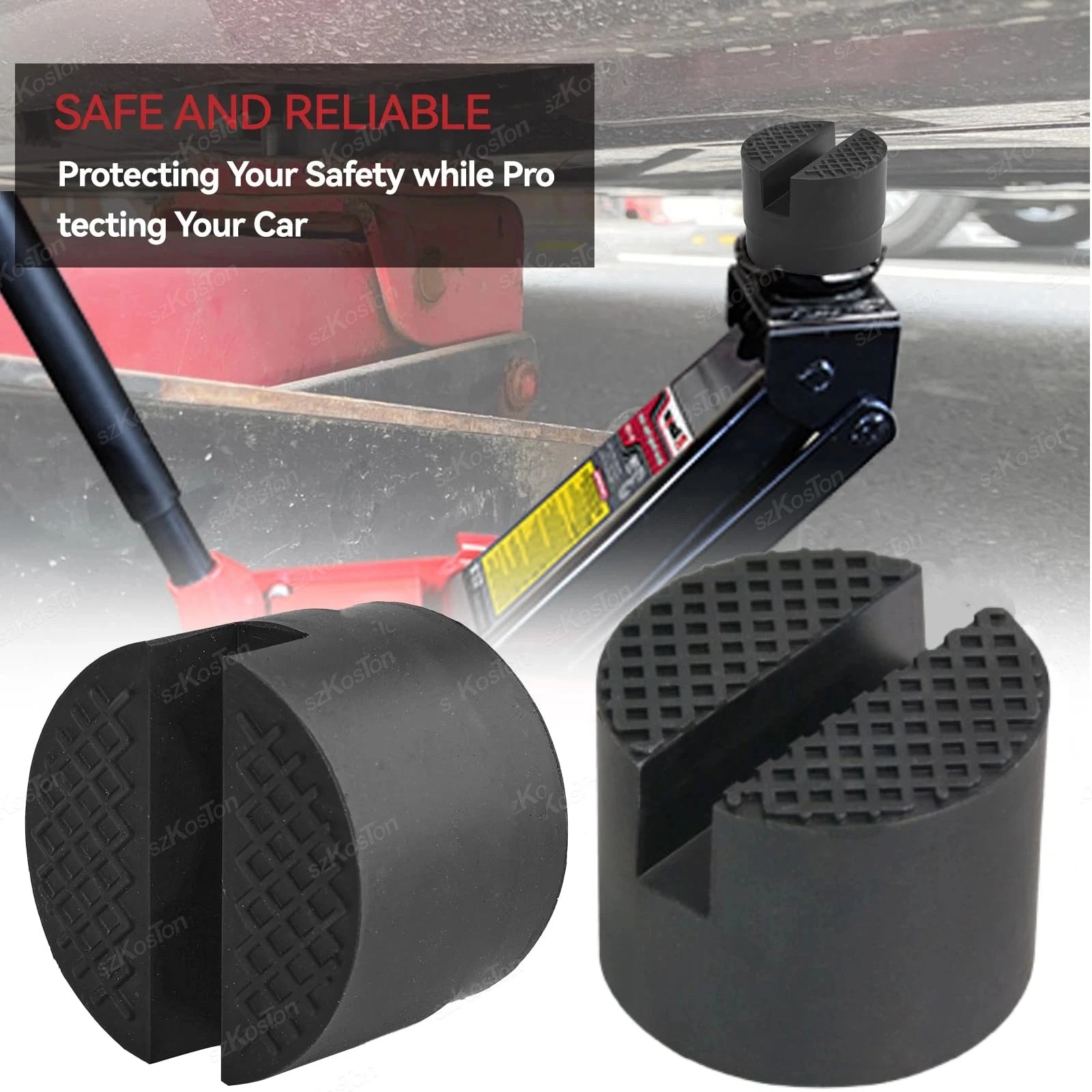 Universal Car Lift Jack Support Stand Rubber Pads Frame Protector Wheel Dolly Slotted Floor Frame Ra