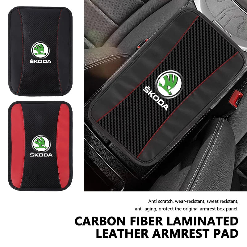 For Skoda Car Armrest Mat Center Console Arm Rest Protection Cushion Kamiq Karoq Octavia 2 3 Rapid Scala Kami Fabia VII VRS