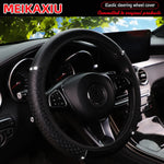 PU Leather Snowflake Steering Wheel Cover with Metal Strip 14.5-15 Inch Car Interior Accessory Rimle