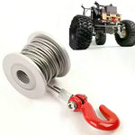 Car 25T Steering Gear Servo Winch Spool Wheel Drum Steel Wires Trailer Hook For 1/10 RC Crawler Tool