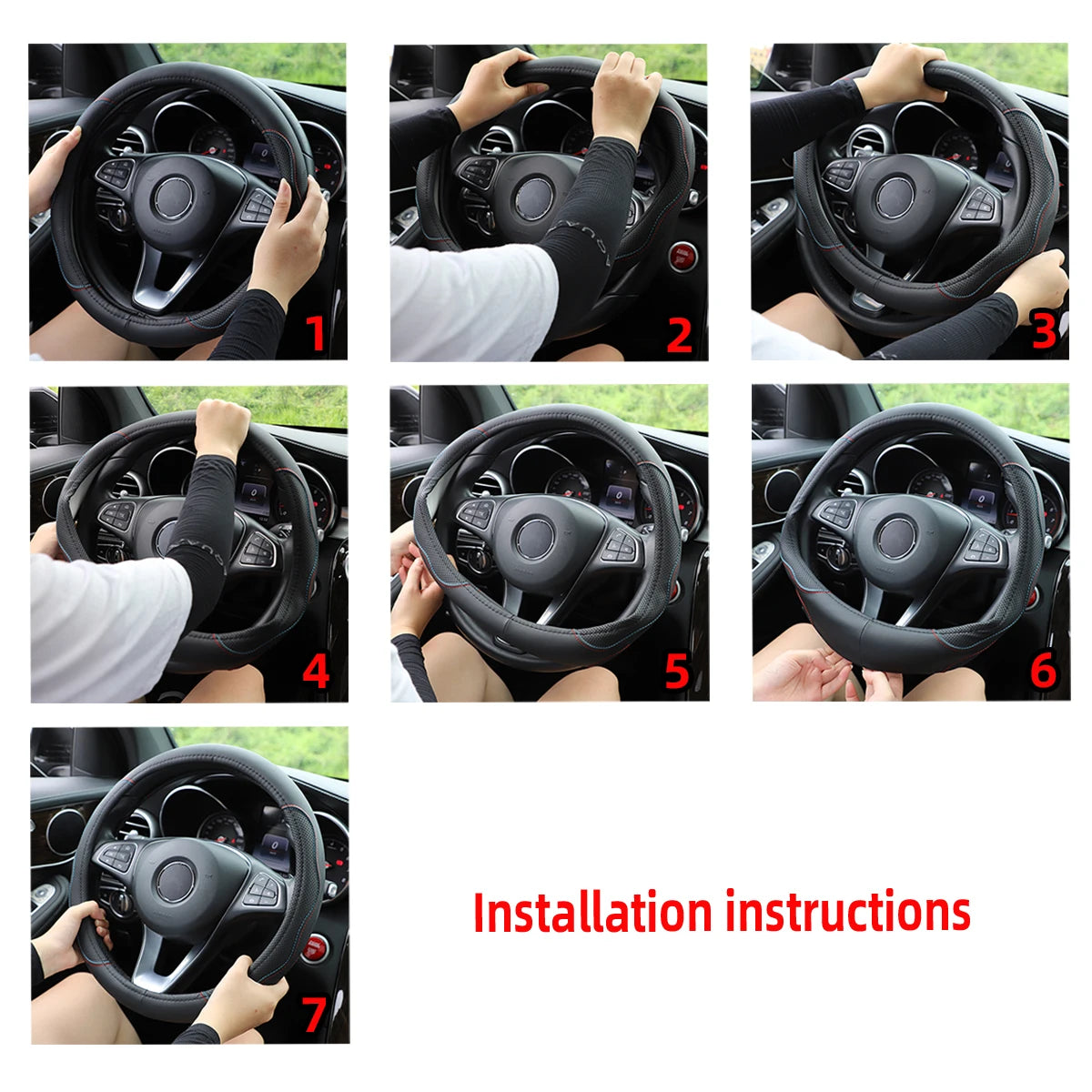 1 Artificial Lamb Skin Sense Three-dimensional Styling Sports Car Steering Wheel Cove lifestyle view