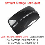 Center Console Lid Armrest Storage Box Cover Carbon Fiber ABS Replacement for BMW X5 E70 2008 2013 X6 E71 2008 2014