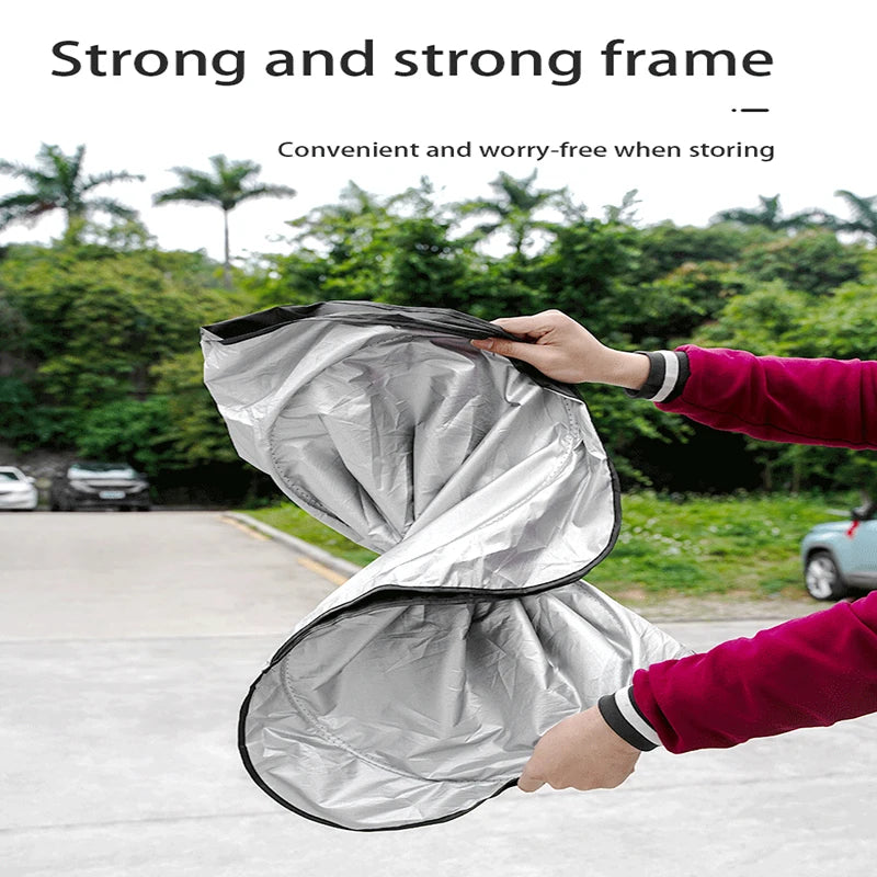 Car Windshield Sun Shade Visor UV Protection Shield | 140 x 70 cm Foldable Sunshade f alternate view
