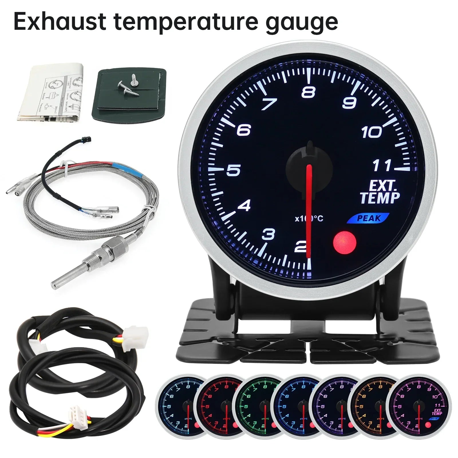 2 Inch 52mm Smoke Lens Turbo Boost Gauge | 8 Color Backlight Car Gauge with Sensor alternate view