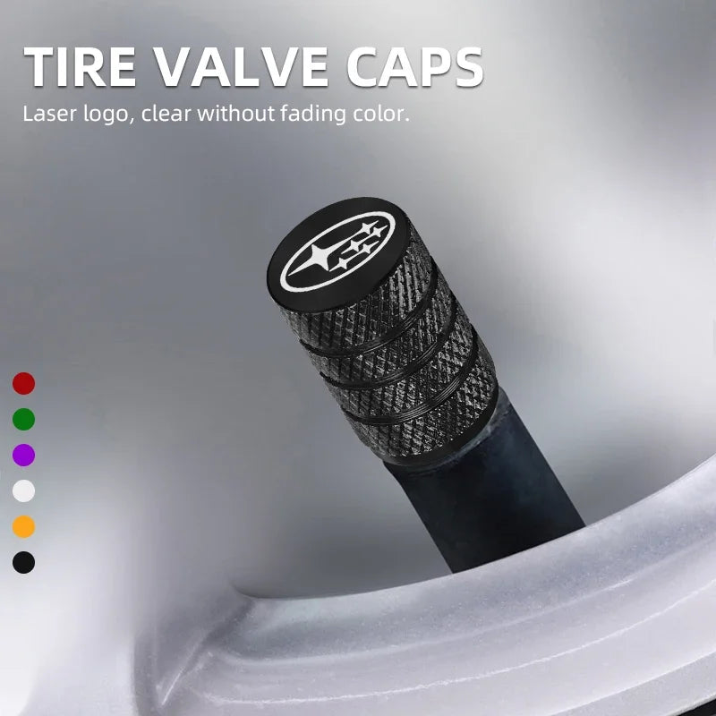 4pcs Metal Car Tire Valve Stem Caps for SUBARU Forester Impreza Legacy Outback WRX additional angle