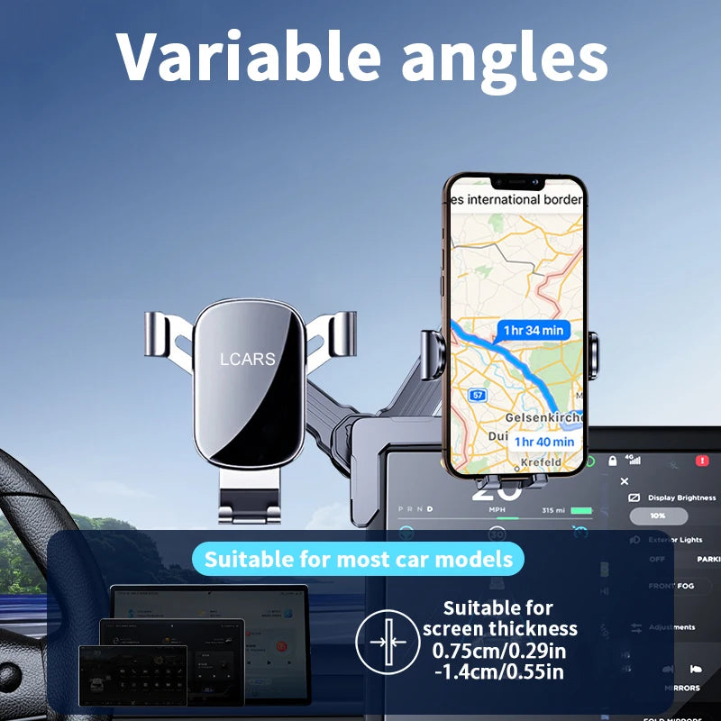 Car Screen Phone Holder for Tesla Model 3/Y Universal Center Console Navigation Stand Single Hand Operation Gravity Sensing