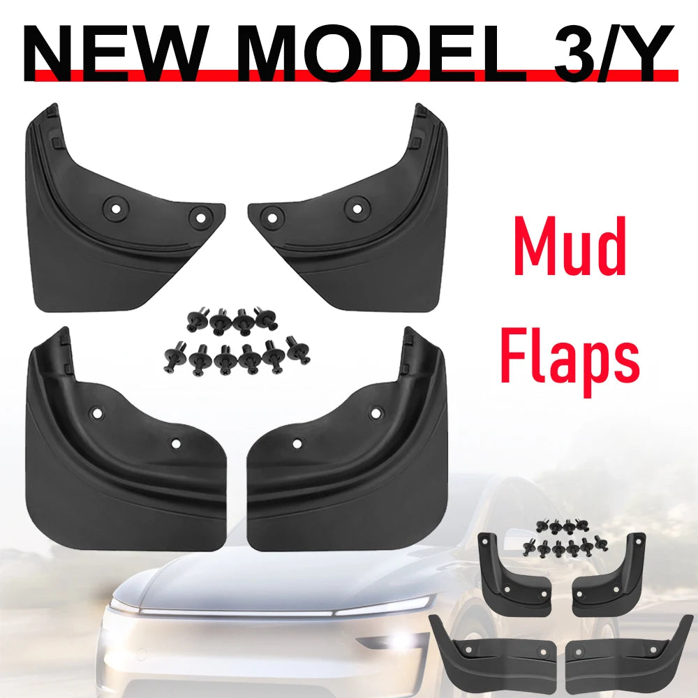 Tesla Model 3 and Model Y Mud Flaps 2025-2026 | Front and Rear Splash Guards additional angle