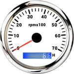 85mm Tachometer with LCD Hour Meter | 7 Color LED Backlight for Marine Boat Car close-up view