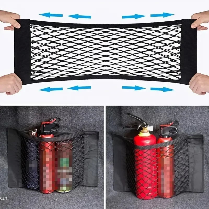 1 Universal Car Storage Bag Dual-Layer Mesh Trunk Organizer | Integrated Car Storage Bag with Fire E