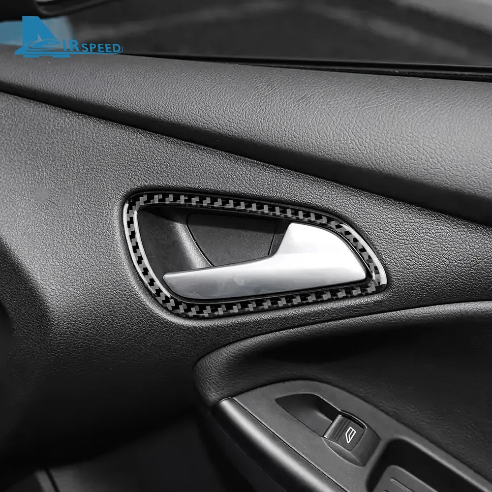 Real Soft Carbon Fiber Sticker For Ford Focus SE RS ST Ecoboost 2015 2016 2017 2018 LHD RHD Car Inner Door Handle Panel Trim