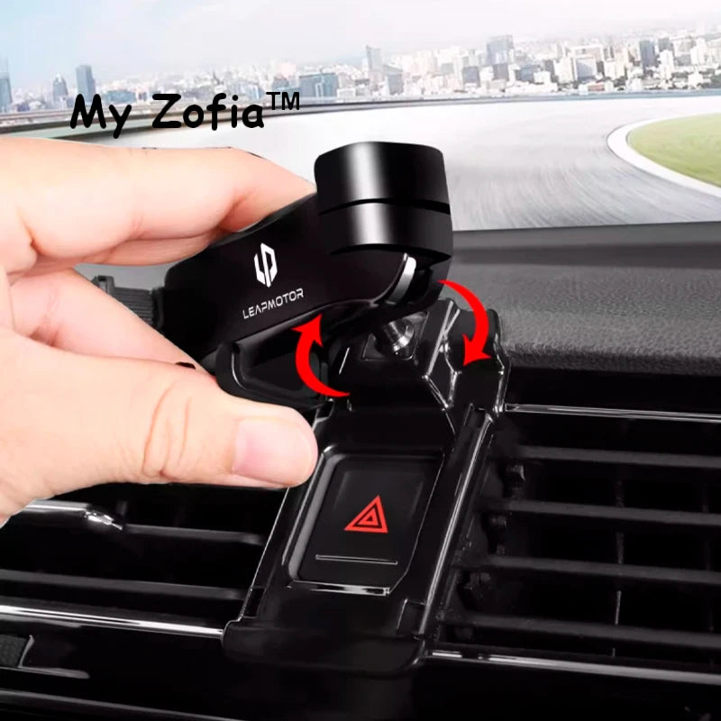 Adjustable Car Phone Mount Holder For Leapmotor T03 2023 2024 2025 Gravity Navigation close-up view
