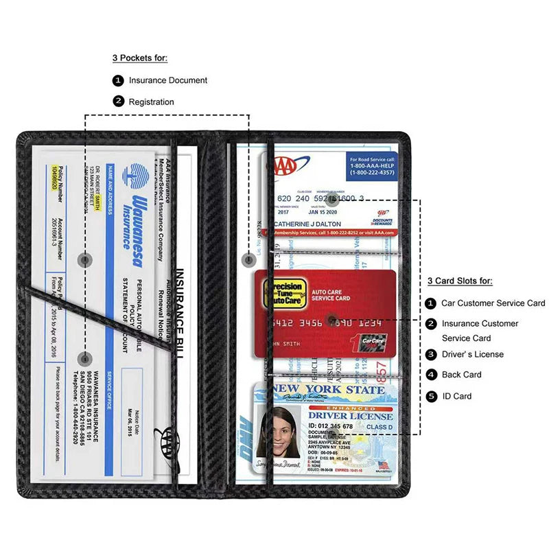 Car Registration & Insurance Card Holder with Magnetic Shut, Vehicle Glove Box Car Or alternate view