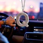 Letter Butterfly Knot Clay Car Interior Accessories Hanging Ornament Women's Rhinestone Car Rearview Mirror Pendant Drop