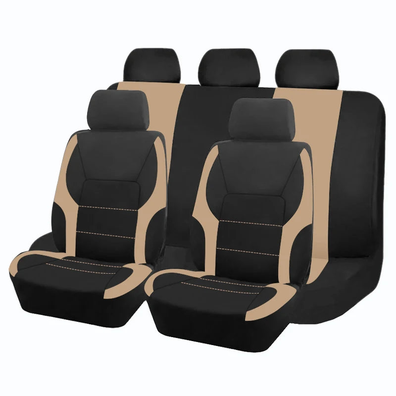 AUTO PLUS Sports Universal Polyester Car Seat Cover Set Fit Most Car Plain Fabric Bicolo detail view