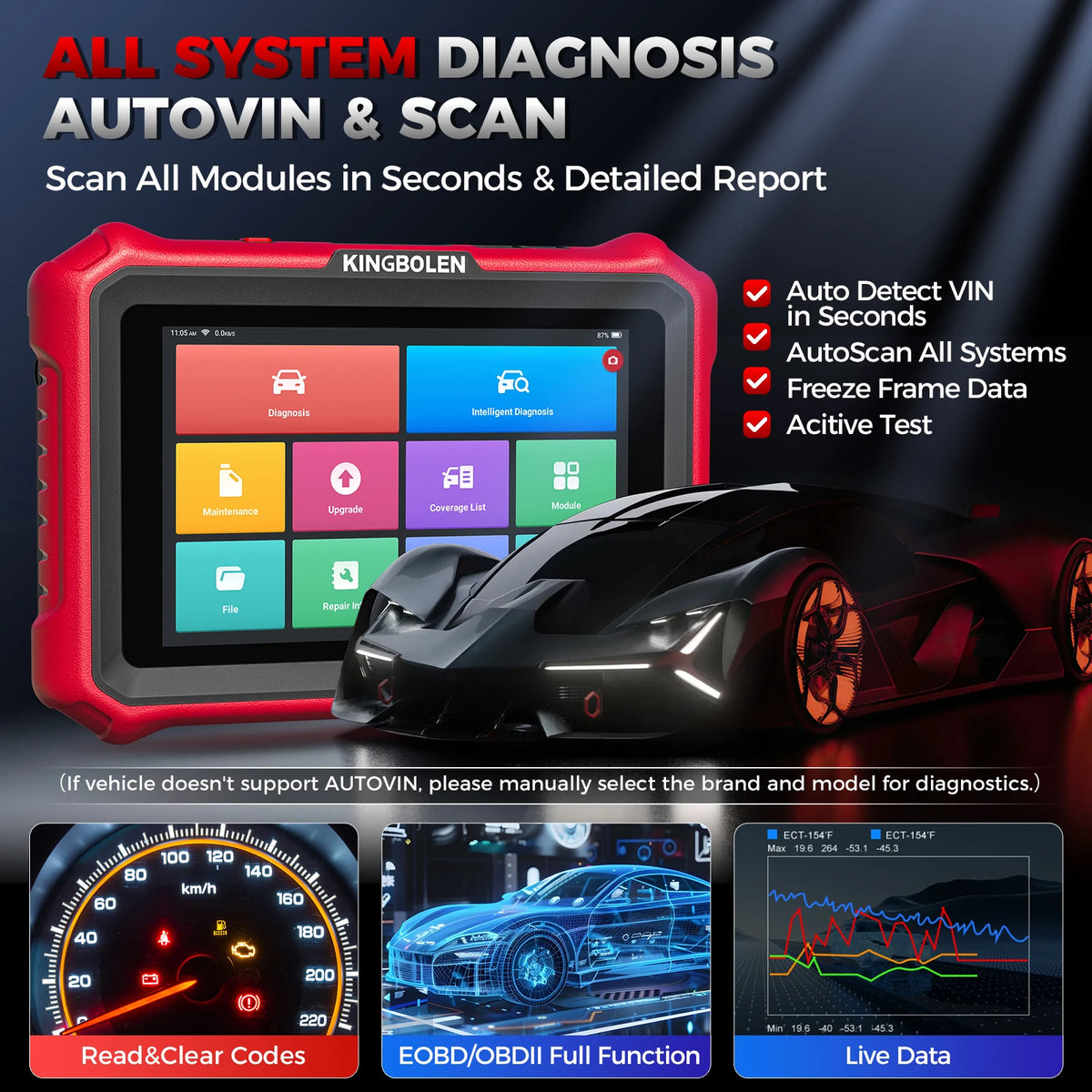 KINGBOLEN K8 PRO K8 ELITE Lifetime Free Update Car Diagnostic Tools Online ECU Coding Bidirectionnal All Service OBD2 Scanner