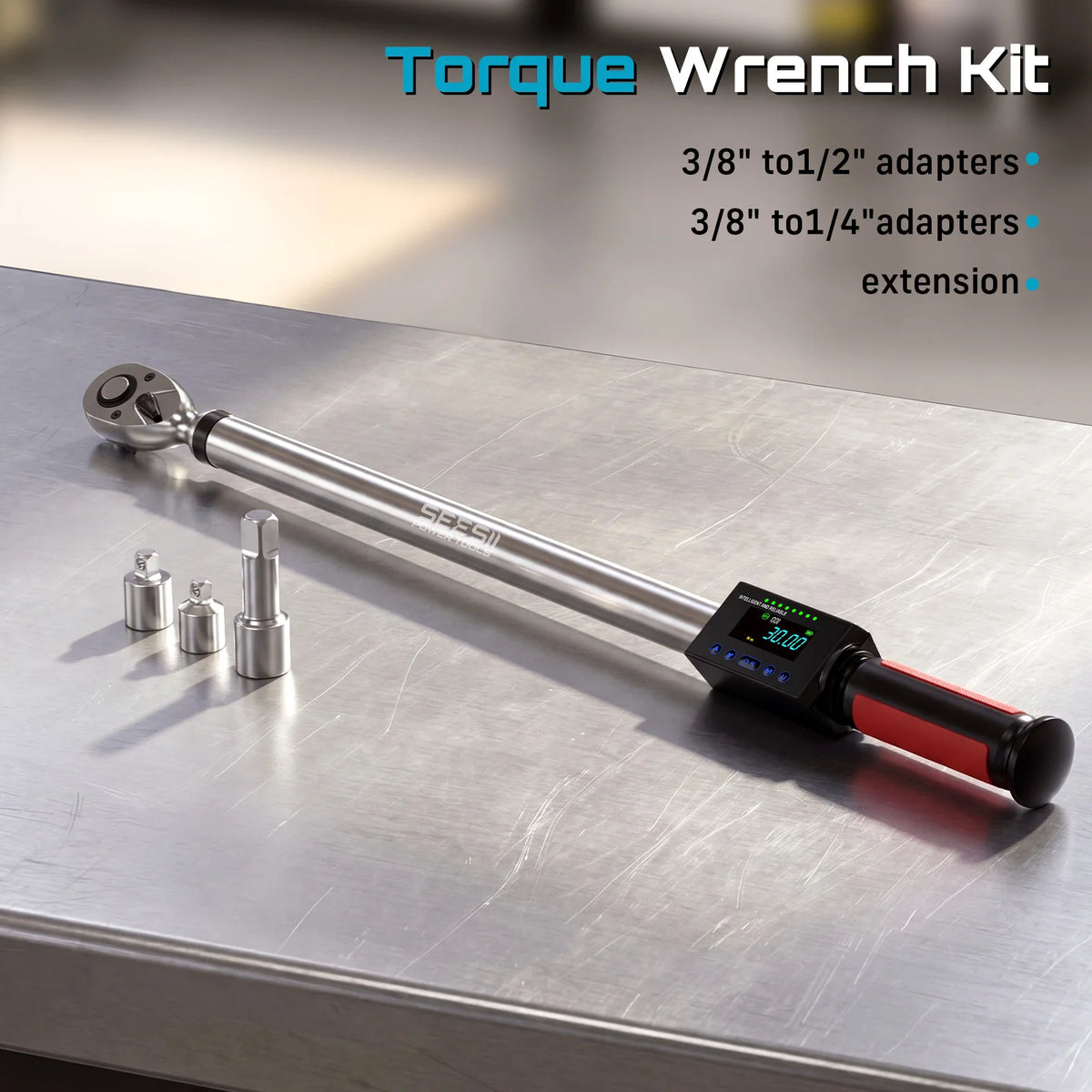 Seesii Digital Torque Wrench 340N.m Digital Electric Wrench 1/2" Drive 12.5-250.8ft-lbs/ detail view