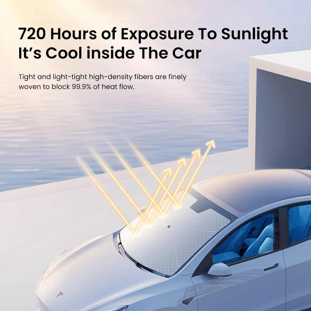 YZ For Tesla Model 3 Y Highland 2026 Car Sunshade Umbrella | Foldable Front Sunscreen He detail view