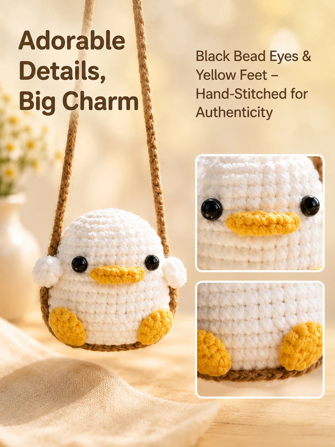 Cute Duck & Frog Car Hanging Ornament | Rearview Mirror Pendant