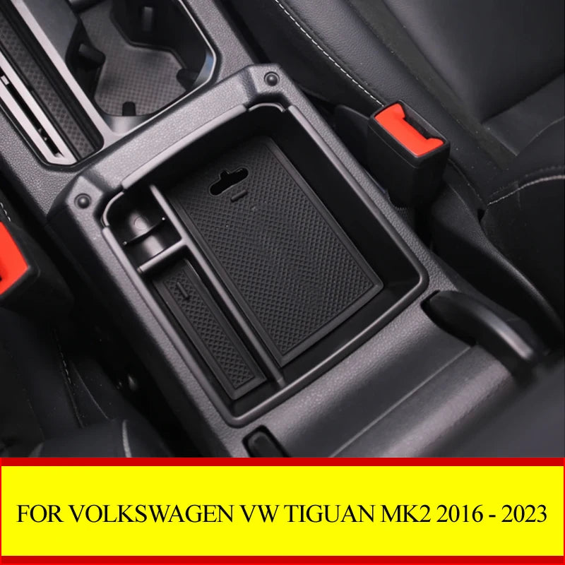 For Volkswagen VW Tiguan MK2 2016 - 2023 Car Armrest Storage Box Tray Center Console Glove Orgnainzer Accessories