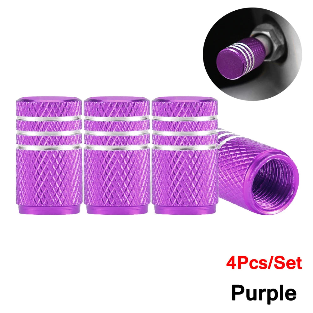 DSYCAR 4Pcs Silver Aluminum Knurling Tire Valve Stem Caps | US Schrader Compatible alternate view