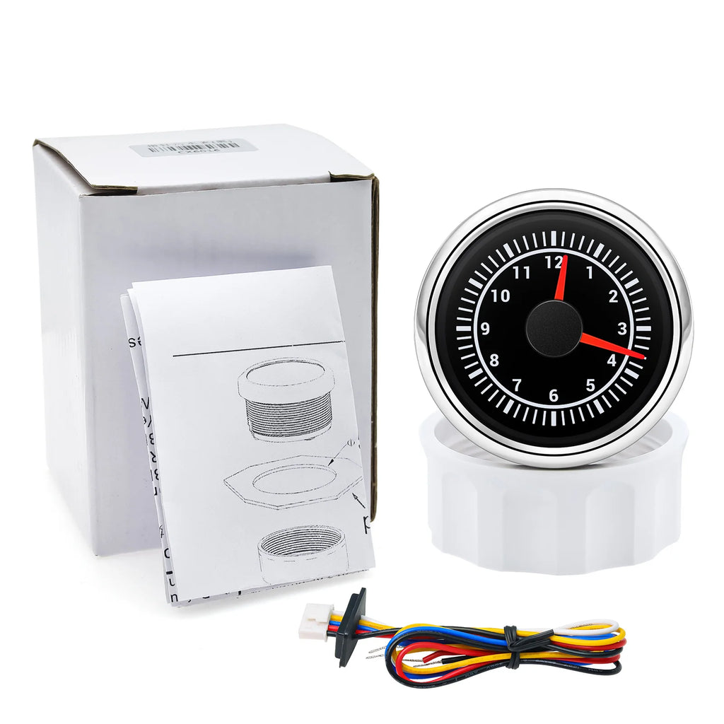 12V 24Volts Digital Car Gauge 52mm 2'' Clock Meter 12-Hour Format Gauge 8 Colors Backlight  for Car Truck Yachts